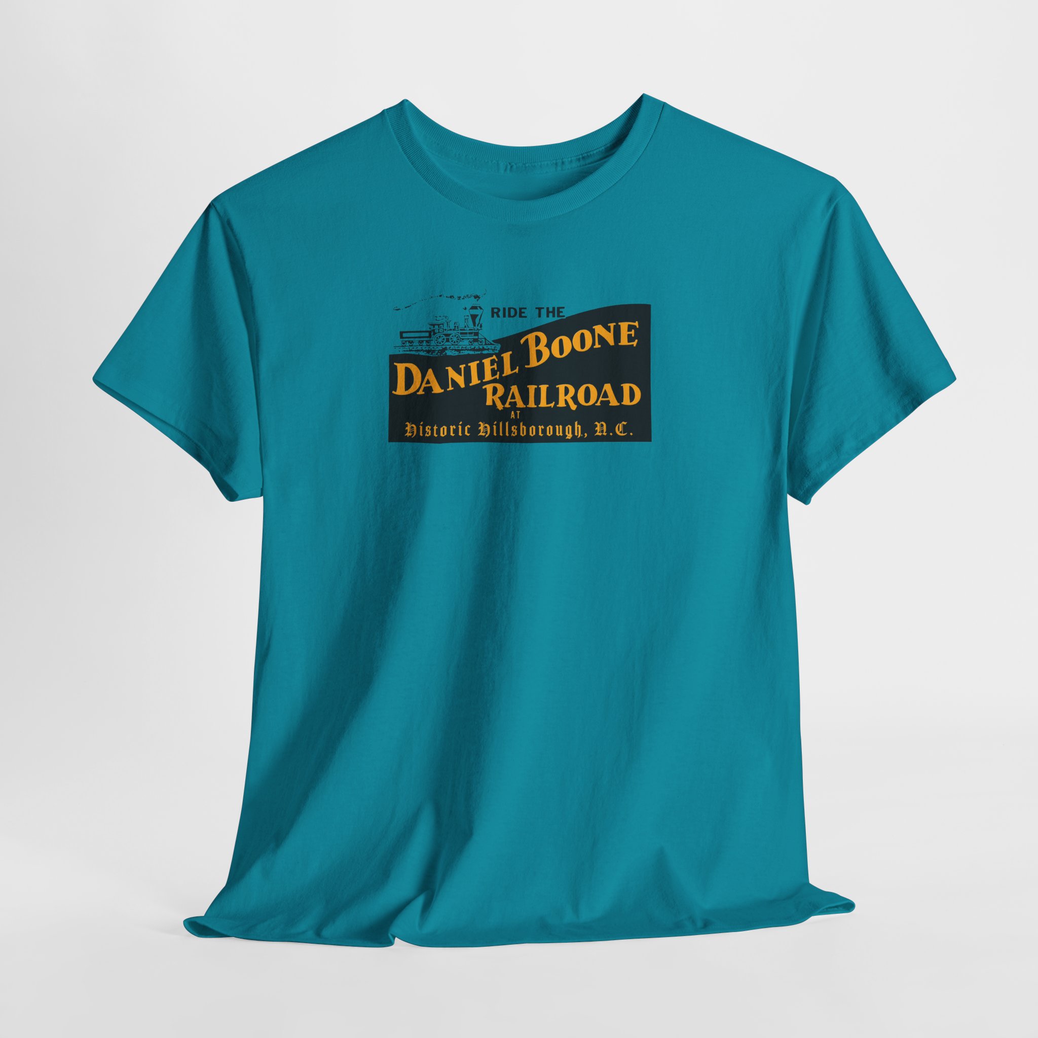 Daniel Boone Railroad & Village Hillsborough, NC - Vintage Logo T-Shirt - Unisex Heavy Cotton Tee - Image 36