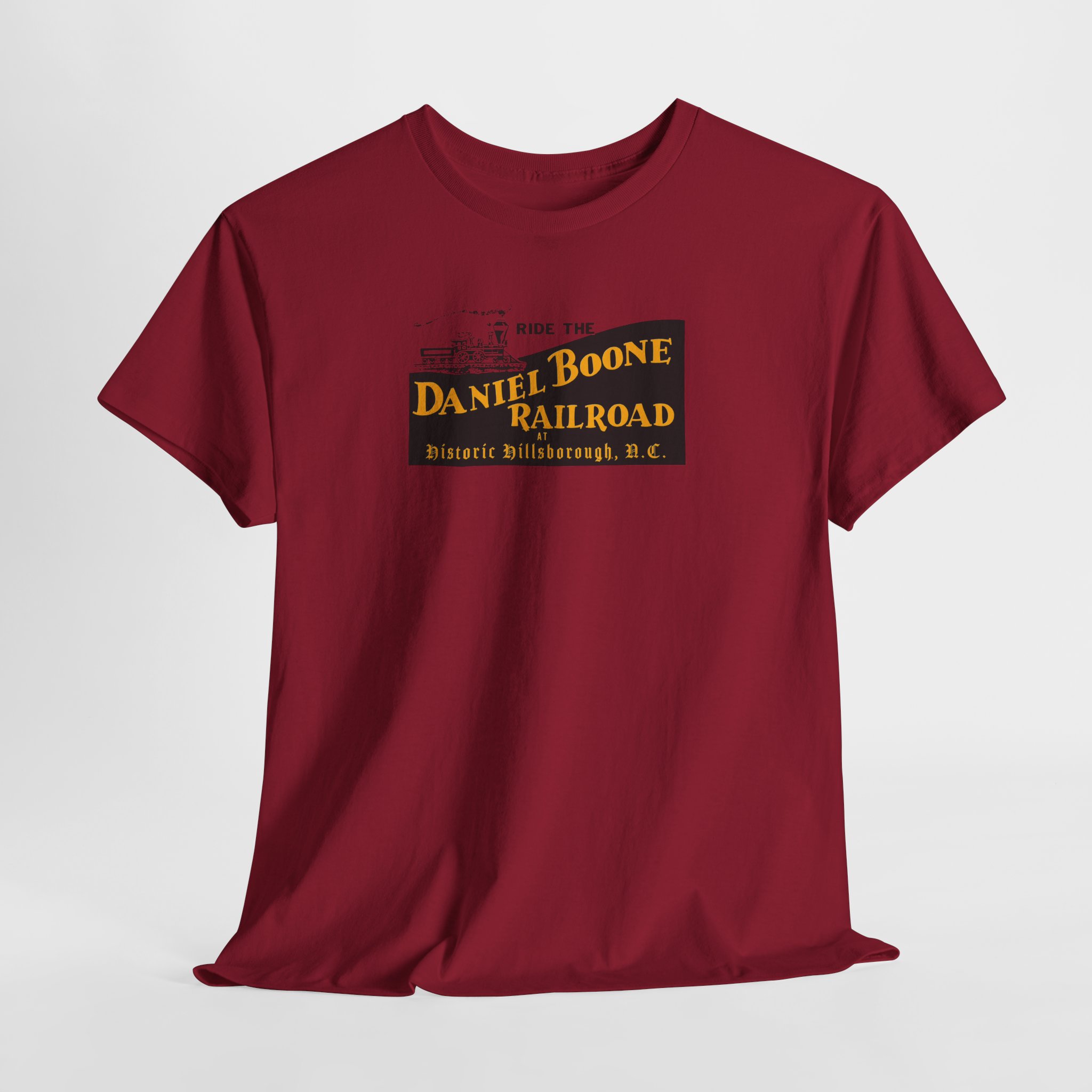 Daniel Boone Railroad & Village Hillsborough, NC - Vintage Logo T-Shirt - Unisex Heavy Cotton Tee - Image 48