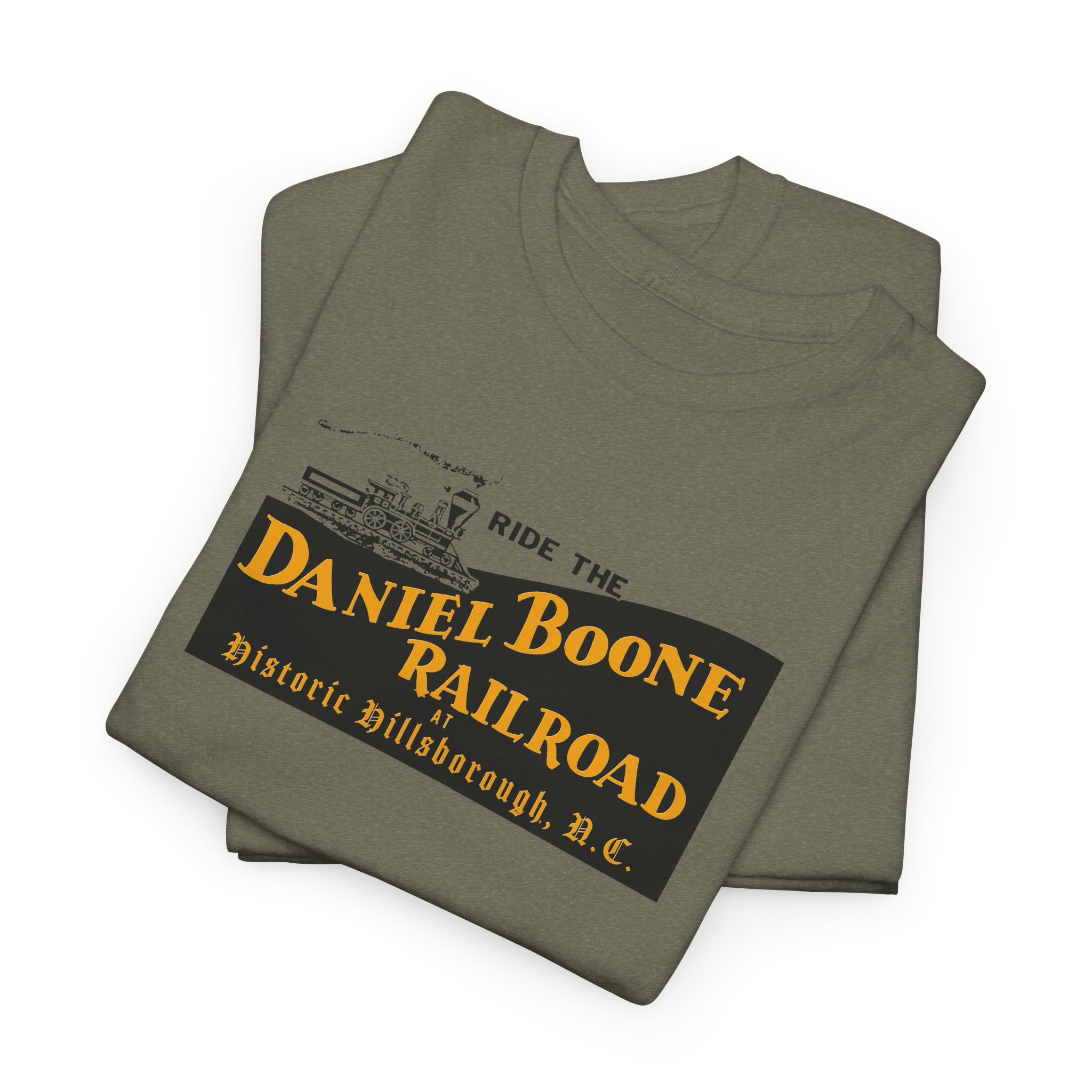 Daniel Boone Railroad & Village Hillsborough, NC - Vintage Logo T-Shirt - Unisex Heavy Cotton Tee