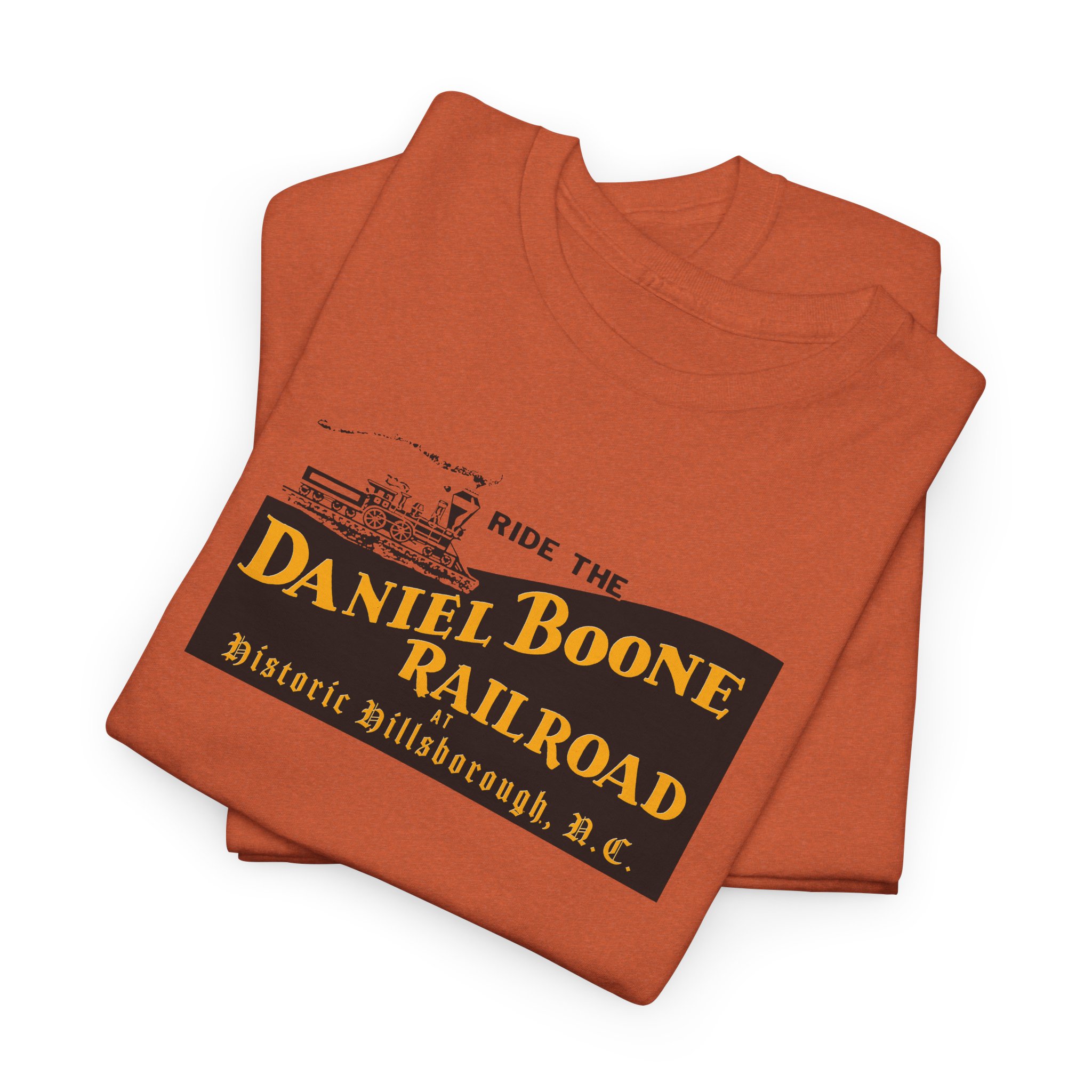 Daniel Boone Railroad & Village Hillsborough, NC - Vintage Logo T-Shirt - Unisex Heavy Cotton Tee - Image 9