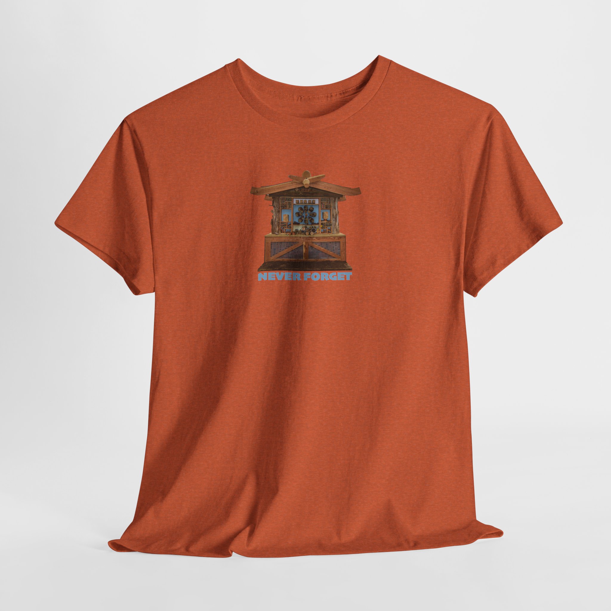 Hillsborough NC Bee Hotel - Never Forget - Logo T-Shirt - Unisex Heavy Cotton Tee - Image 6