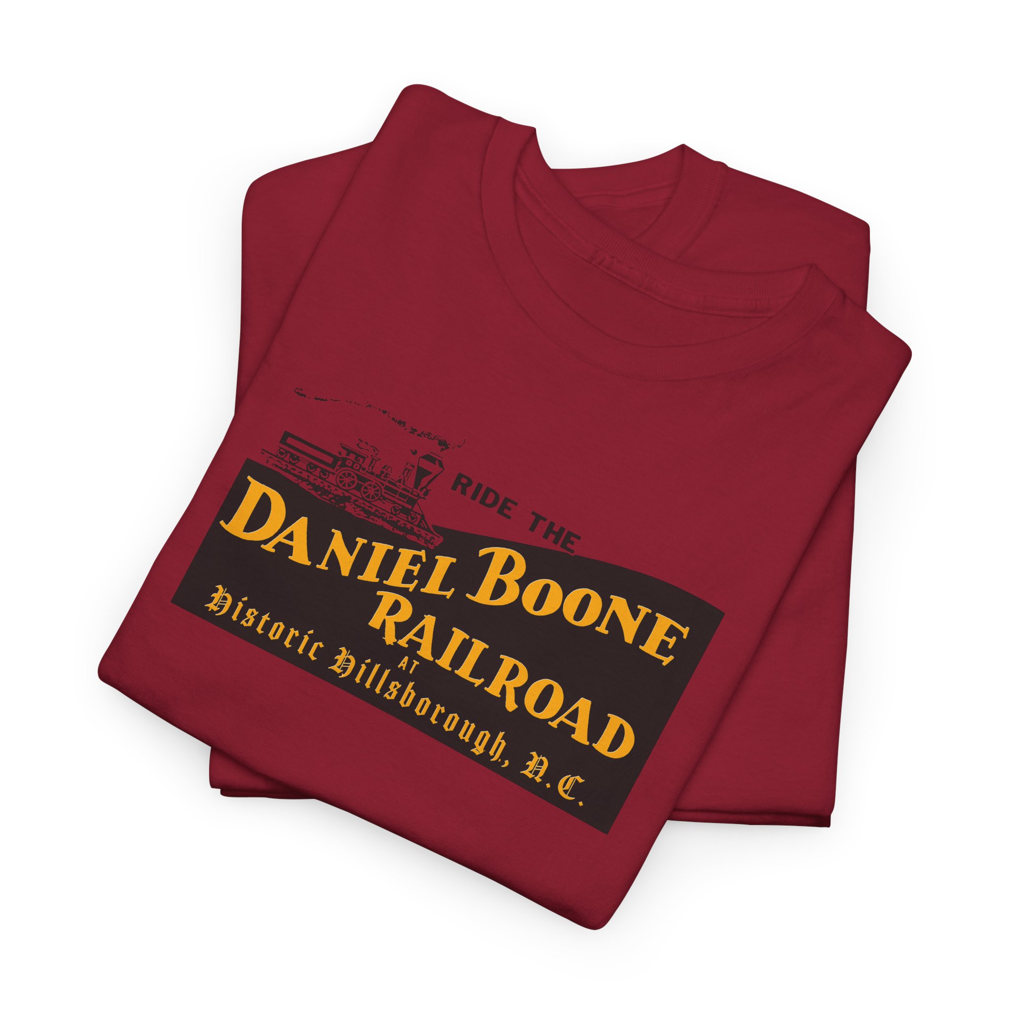 Daniel Boone Railroad & Village Hillsborough, NC - Vintage Logo T-Shirt - Unisex Heavy Cotton Tee - Image 47