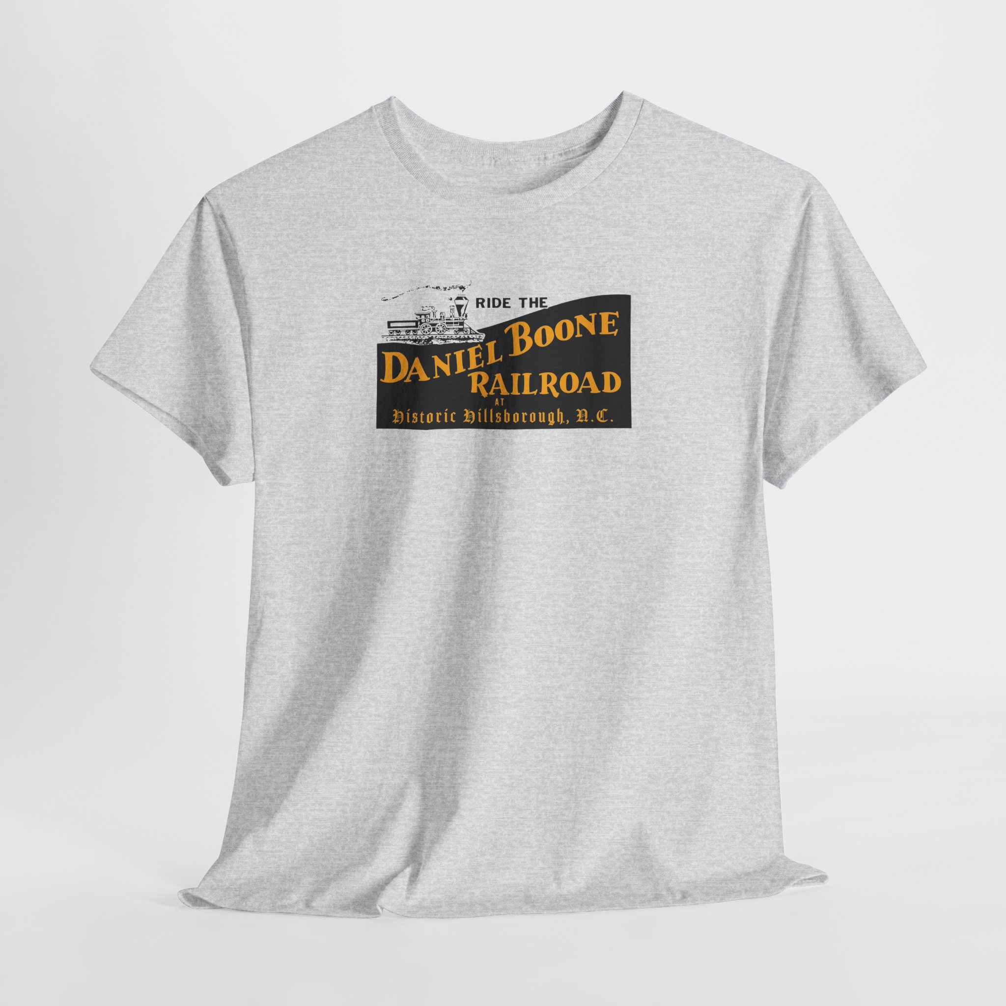 Daniel Boone Railroad & Village Hillsborough, NC - Vintage Logo T-Shirt - Unisex Heavy Cotton Tee - Image 8