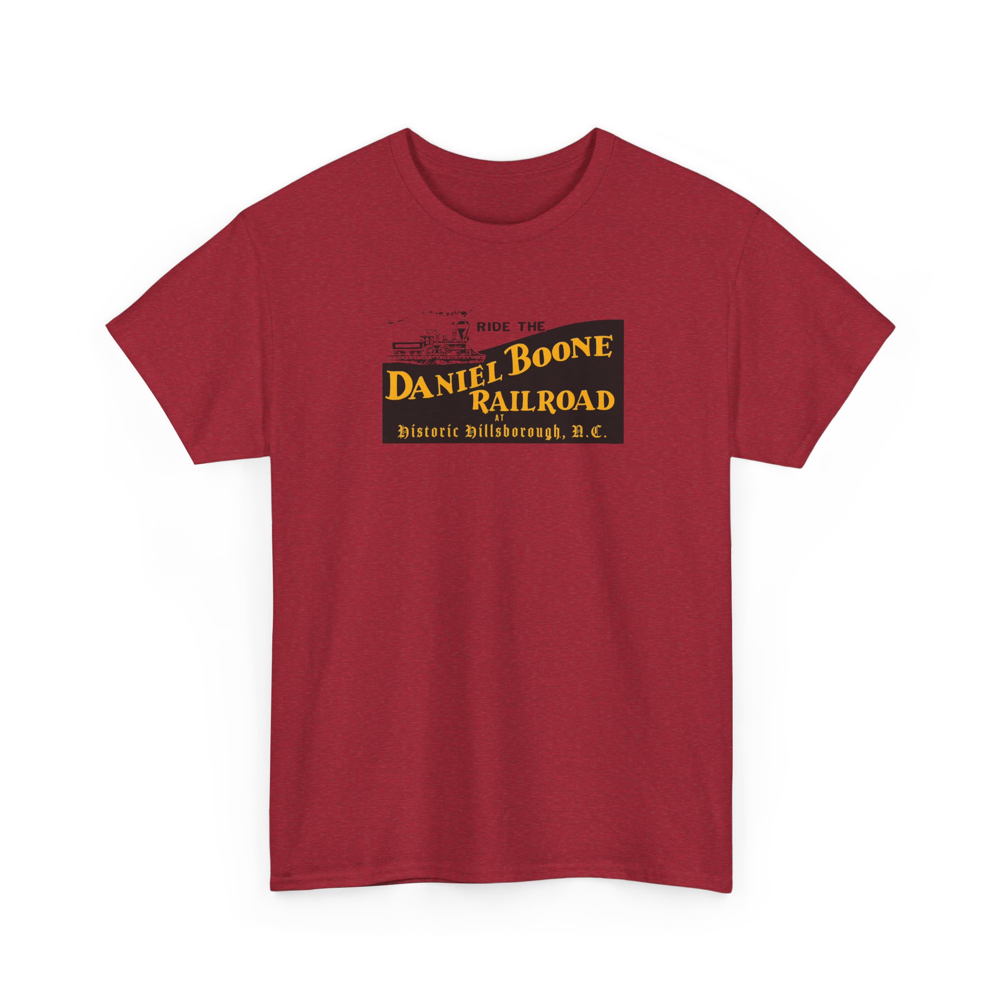 Daniel Boone Railroad & Village Hillsborough, NC - Vintage Logo T-Shirt - Unisex Heavy Cotton Tee - Image 42