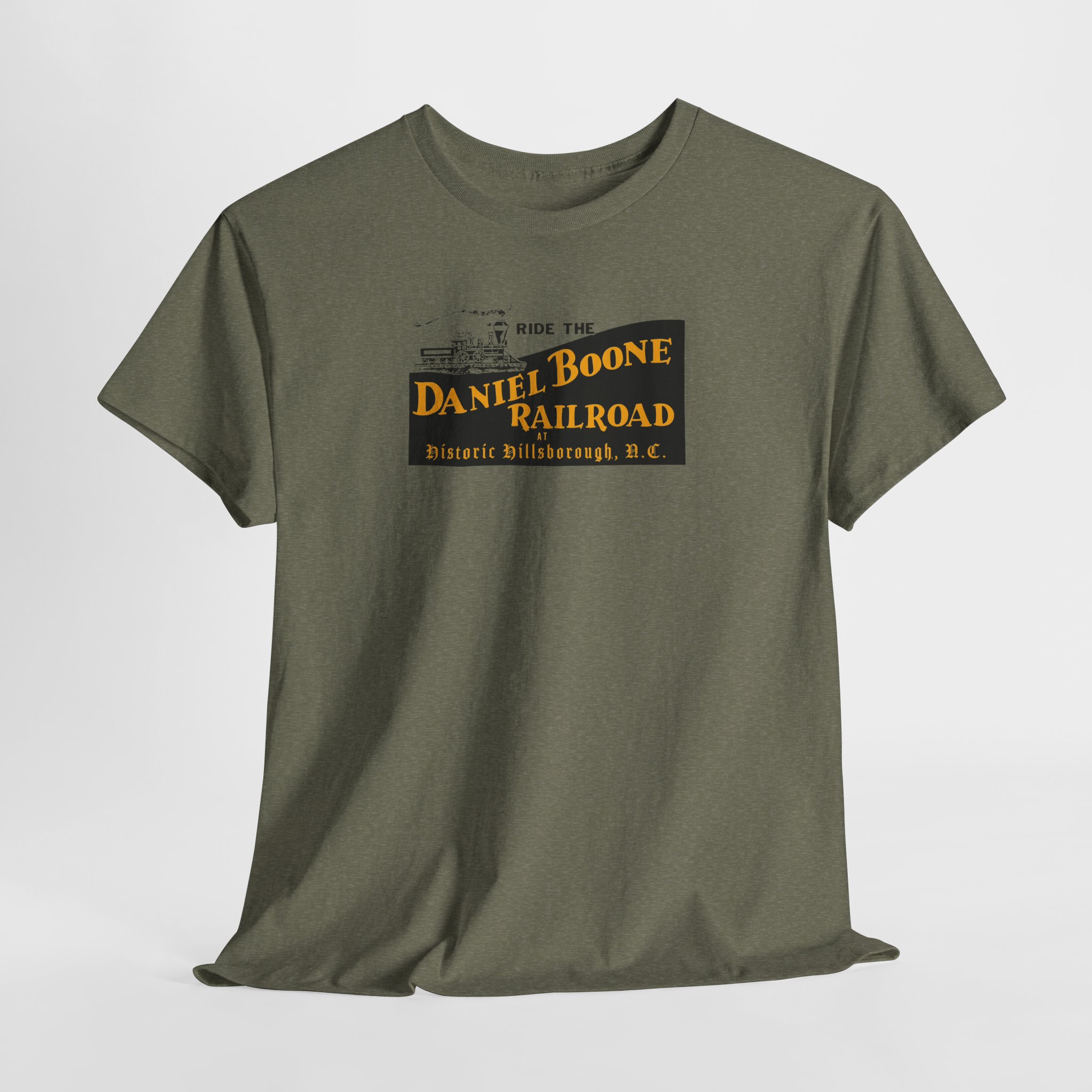 Daniel Boone Railroad & Village Hillsborough, NC - Vintage Logo T-Shirt - Unisex Heavy Cotton Tee - Image 4