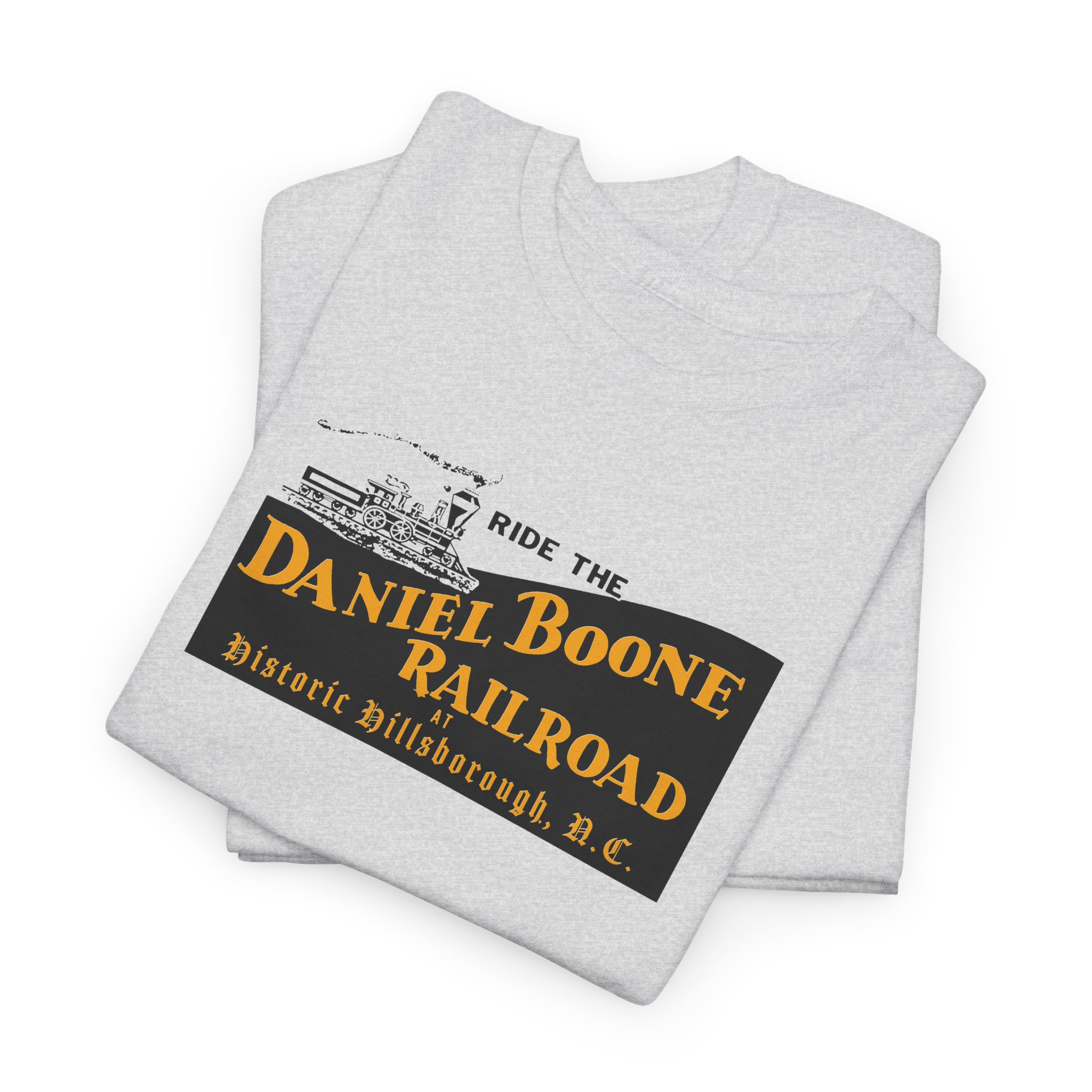 Daniel Boone Railroad & Village Hillsborough, NC - Vintage Logo T-Shirt - Unisex Heavy Cotton Tee - Image 5