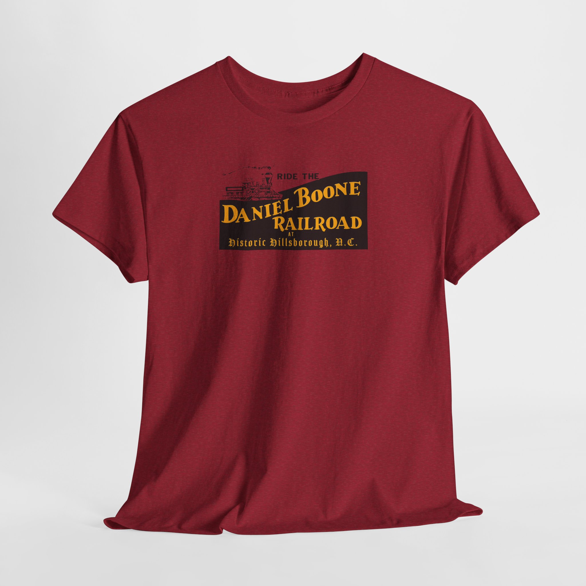 Daniel Boone Railroad & Village Hillsborough, NC - Vintage Logo T-Shirt - Unisex Heavy Cotton Tee - Image 44