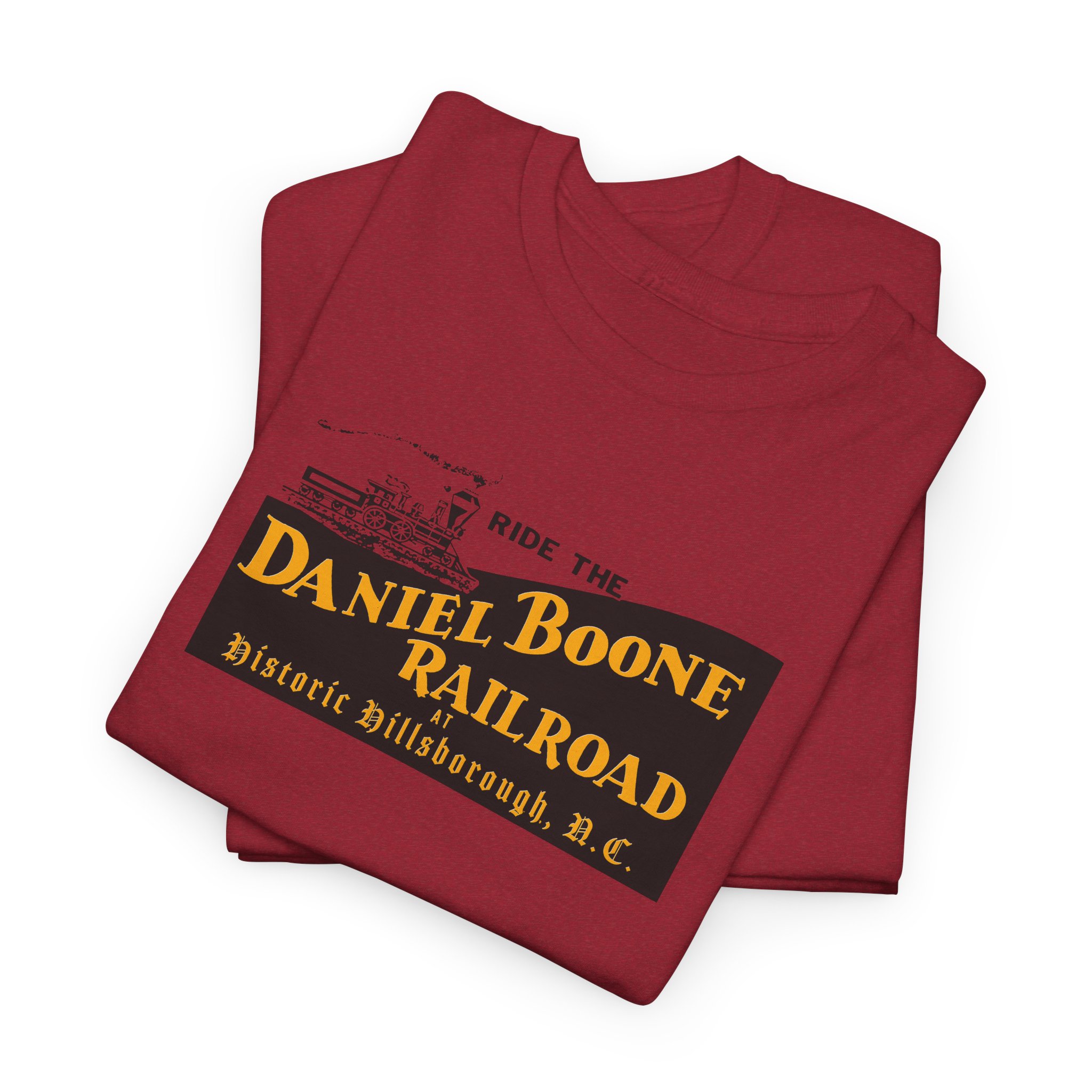 Daniel Boone Railroad & Village Hillsborough, NC - Vintage Logo T-Shirt - Unisex Heavy Cotton Tee - Image 41