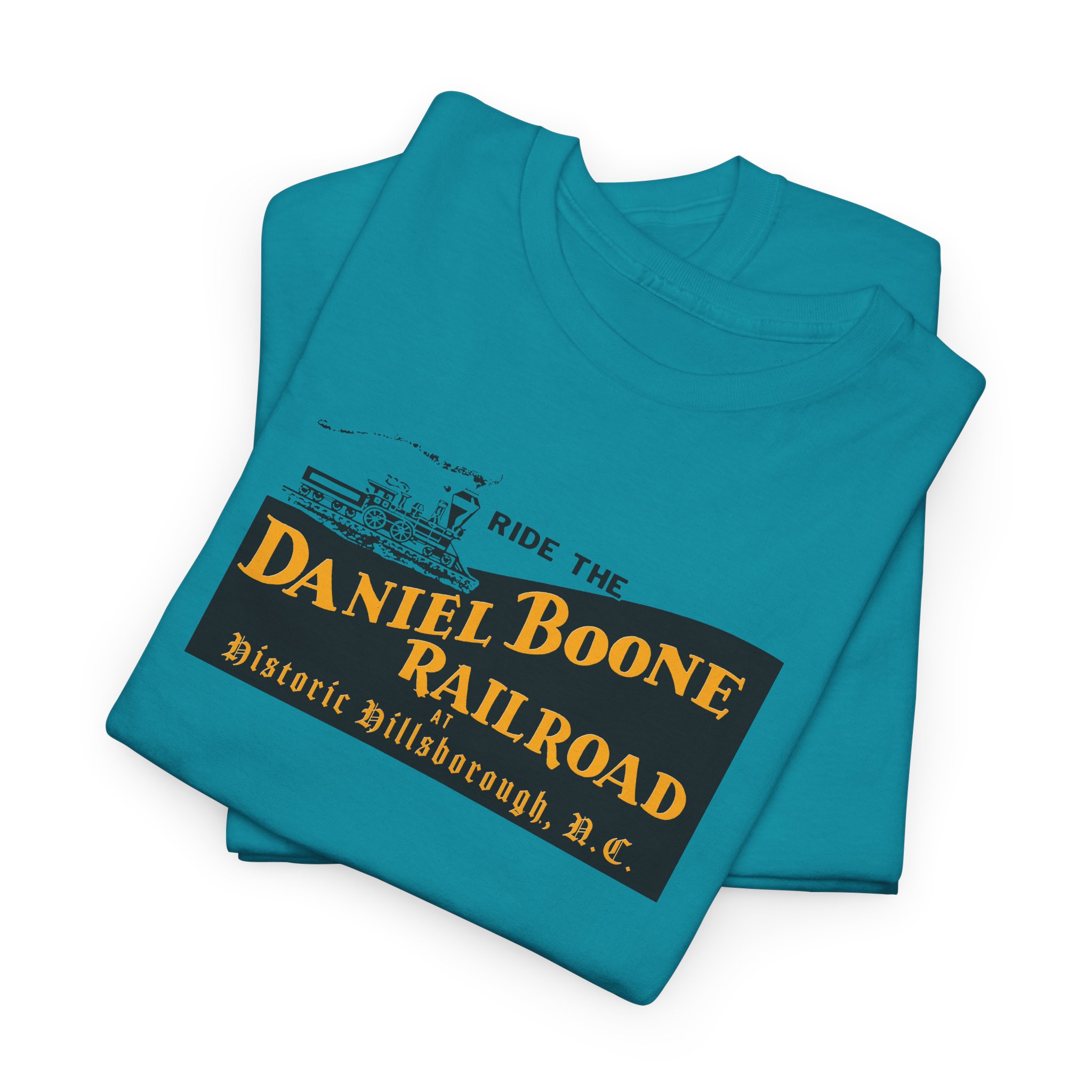 Daniel Boone Railroad & Village Hillsborough, NC - Vintage Logo T-Shirt - Unisex Heavy Cotton Tee - Image 33
