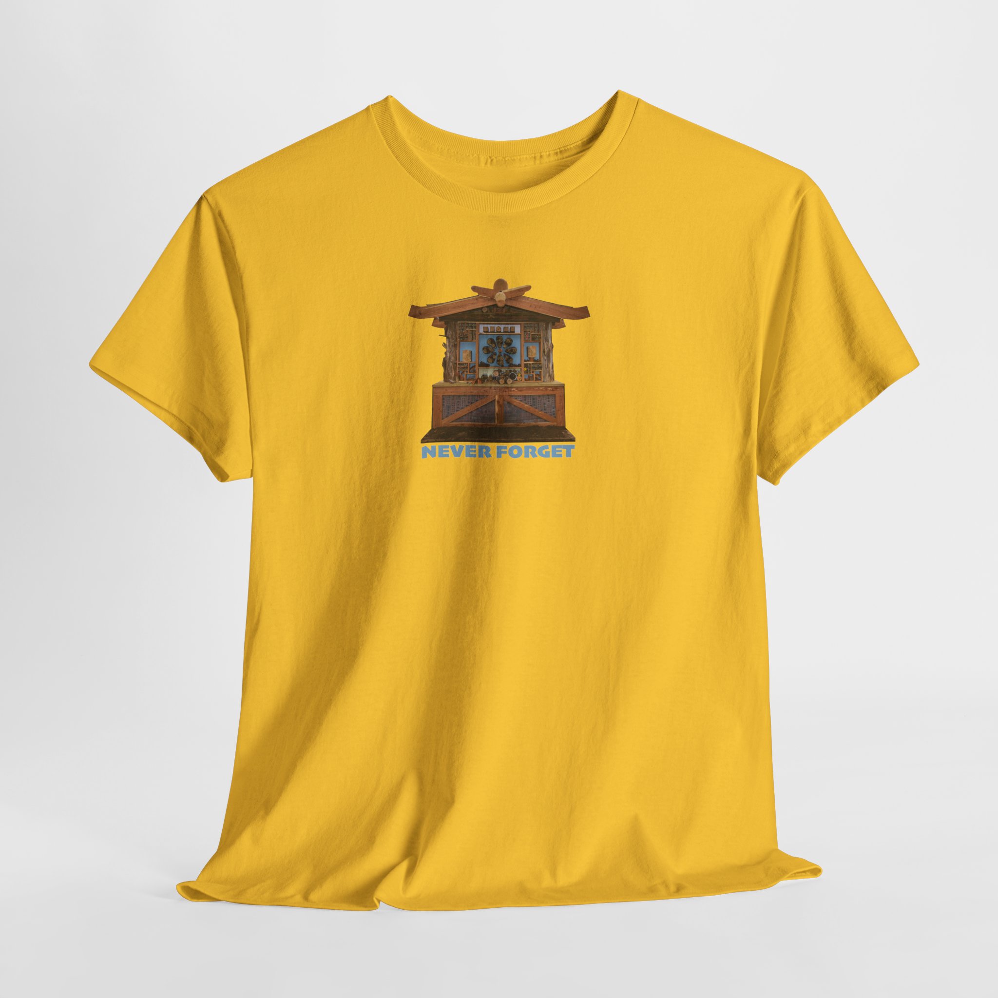 Hillsborough NC Bee Hotel - Never Forget - Logo T-Shirt - Unisex Heavy Cotton Tee - Image 2