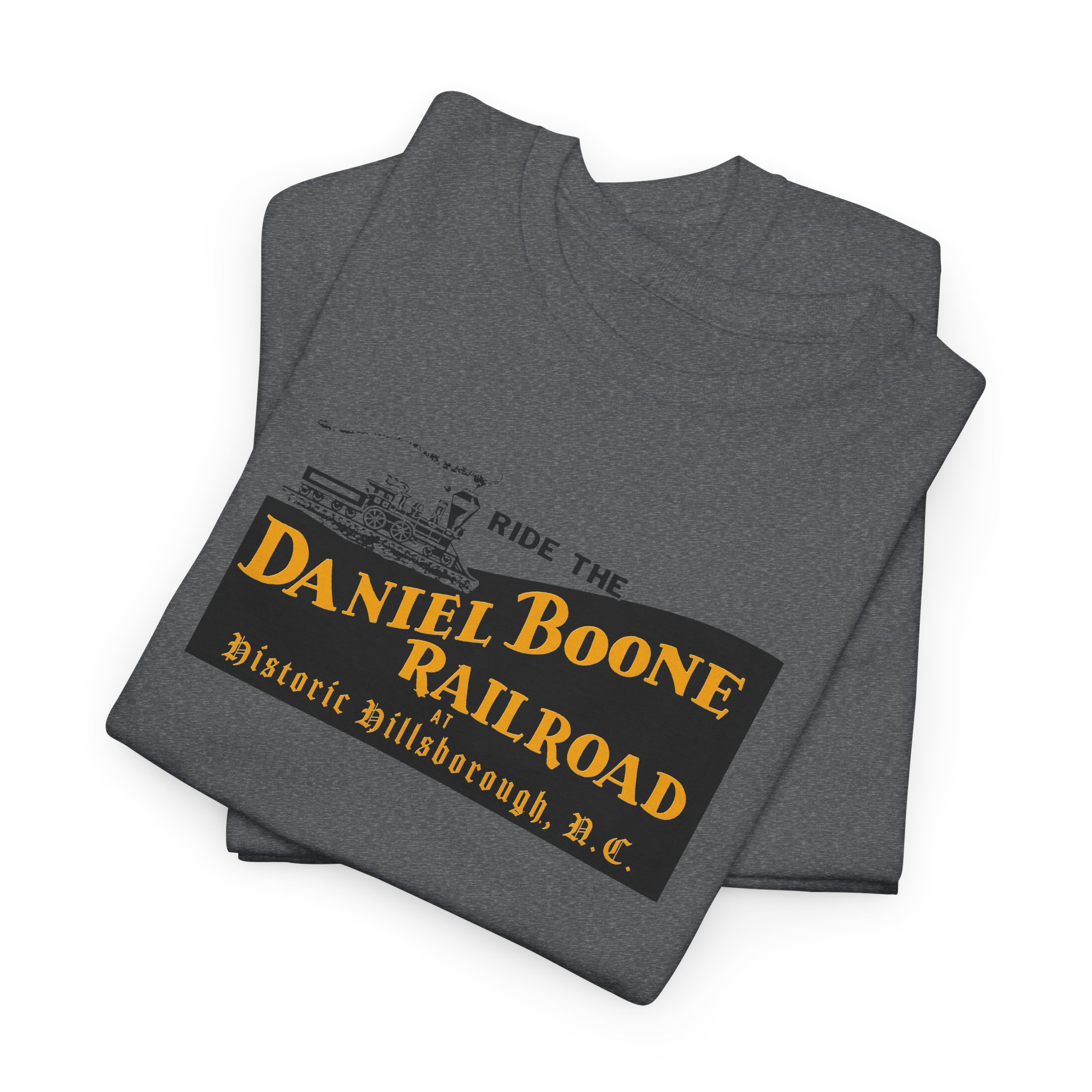 Daniel Boone Railroad & Village Hillsborough, NC - Vintage Logo T-Shirt - Unisex Heavy Cotton Tee - Image 25